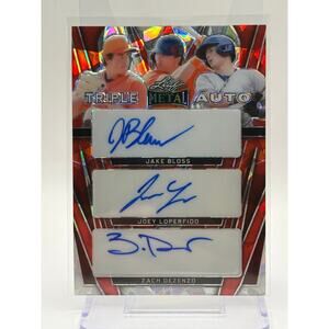 2024 Leaf Metal Jake Bloss, Joey Loperfido, Zach Dezenzo Red Triple Auto 9/10 SP